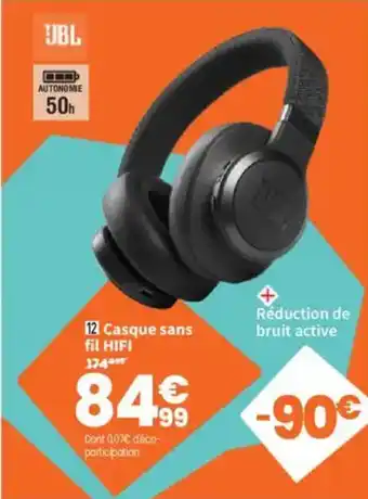 Conforama JBL Casque sans fil HIFI offre