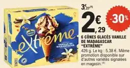 E.Leclerc Express "EXTRÊME" 6 cônes glacés vanille de madagascar offre