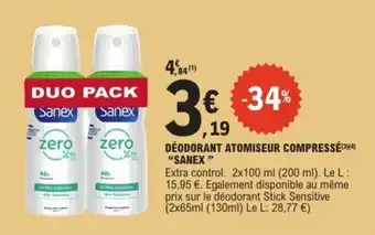 E.Leclerc Express "SANEX" Déodorant atomiseur compressé offre