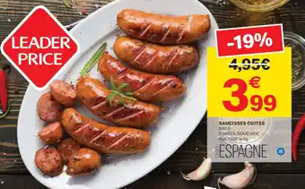 Leader Price Saucisses cuites offre