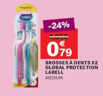 Leader Price LABELL Brosses à dents x2 global protection offre