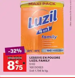 Leader Price LUZIL FAMILY Lessive en poudre offre