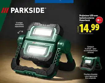 Lidl Projecteur LED avec batterie externe Powerbank offre