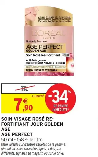 Intermarché Soin visage rosé re fortifiant jour golden age age perfect offre