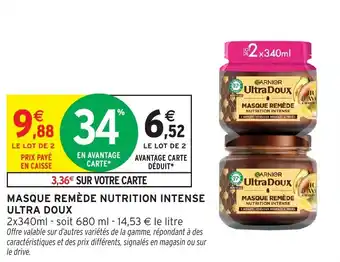 Intermarché Masque remède nutrition intense ultra doux offre