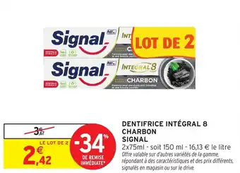 Intermarché Dentifrice intégral 8 charbon signal offre