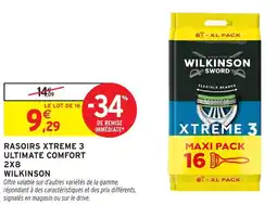 Intermarché Rasoirs xtreme 3 ultimate comfort 2x8 wilkinson offre