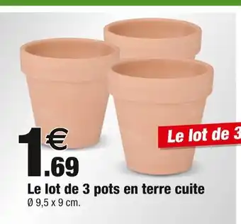 Bazarland Le lot de 3 pots en terre cuite offre