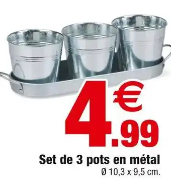 Bazarland Set de 3 pots en métal offre