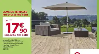 Gedimat Lame de terrasse pin sylvestre vert offre