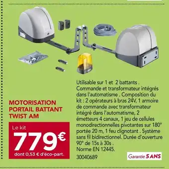 Gedimat Motorisation Portail Battant Twist AM offre