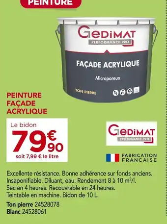 Gedimat Peinture Façade Acrylique offre