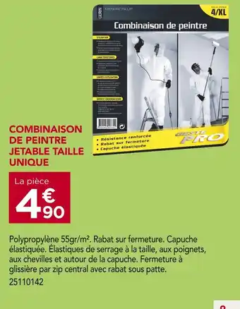 Gedimat GERIN Combinaison de peintre jetable taille unique offre