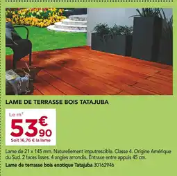 Gedimat Lame de terrasse bois exotique Tatajuba offre