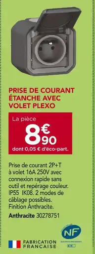 Gedimat NF Prise de courant étanche avec volet Plexo offre