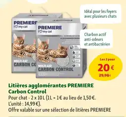 Maxi Zoo PREMIERE Litières agglomérantes Carbon Control offre