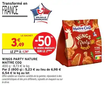 Intermarché Wings party nature maître coq offre