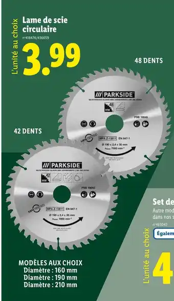 Lidl PARKSIDE Lame de scie circulaire offre