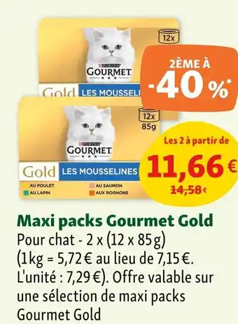 Maxi Zoo PURINA Maxi packs Gourmet Gold offre