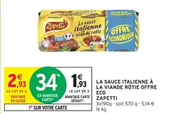 Intermarché La sauce italienne à la viande rôtie offre eco zapetti offre