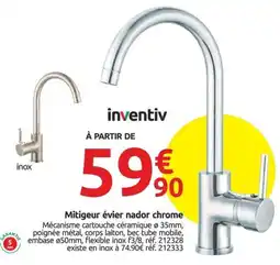 Mr Bricolage INVENTIV Mitigeur évier nador chrome offre