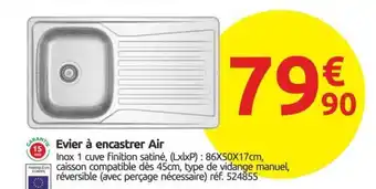 Mr Bricolage Evier à encastrer Air offre