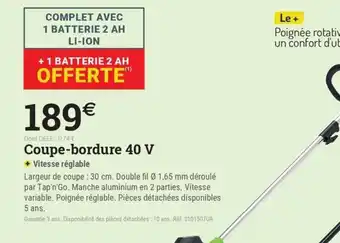 Espace emeraude Coupe-bordure 40 V offre