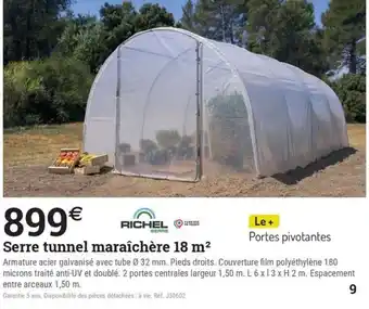 Espace emeraude Serre tunnel maraîchère 18 m² offre