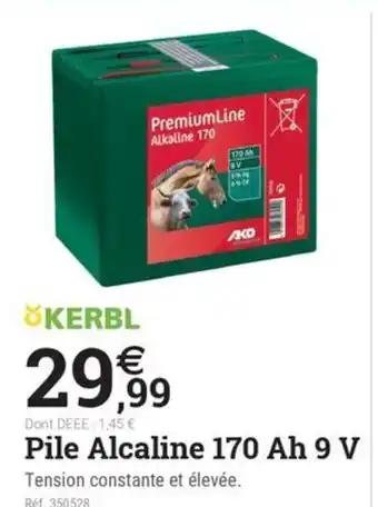 Espace emeraude KERBL Pile Alcaline 170 Ah 9 V offre