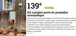 Espace emeraude KERBL Kit complet porte de poulailler automatique offre