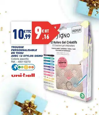 Uni-ball trousse personnalisable en tissu avec 12 stylos signo