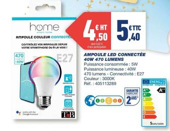 Ampoule led connectée 40w 470 lumens