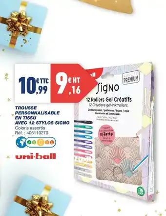 Uni-ball trousse personnalisable en tissu avec 12 stylos signo