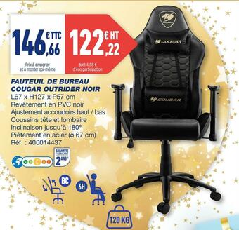 Bureau Vallée Fauteuil de bureau cougar outrider noir offre