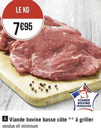 Viande bovine basse côte à griller