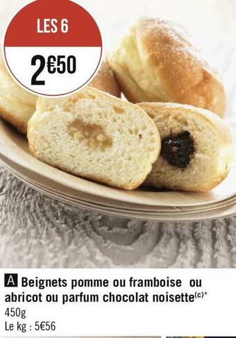 Beignets pomme ou framboise ou abricot ou parfum chocolat noisette