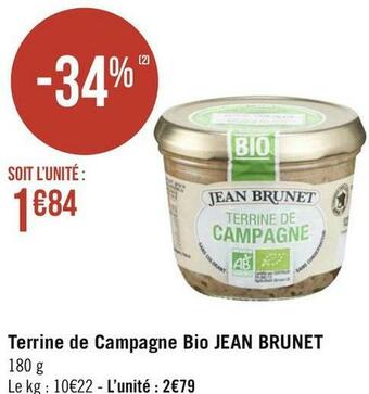 Géant Casino Jean brunet terrine de campagne bio offre