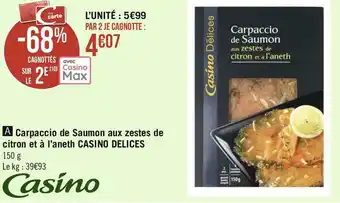 Carpaccio de saumon aux zestes de citron et à l’aneth