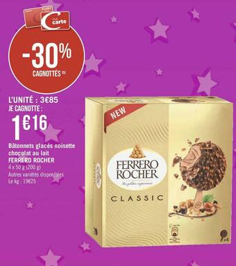 Ferrero rocher bâtonnets glacés noisette chocolat au lait