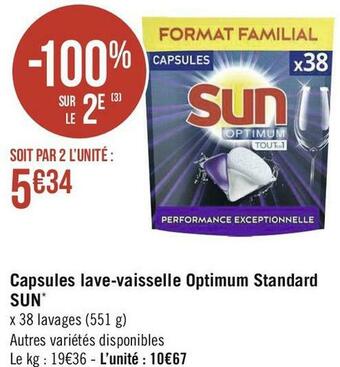 Sun capsules lave-vaisselle optimum standard*