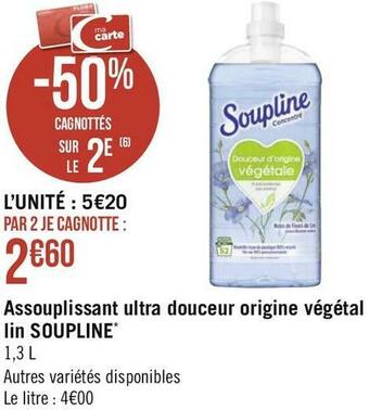 Soupline assouplissant ultra douceur origine végétal lin*