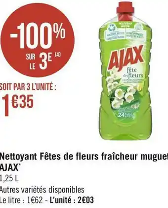 Géant Casino Ajax nettoyant fêtes de fleurs fraîcheur muguet* offre
