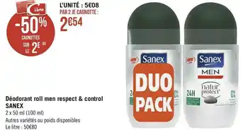 Sanex déodorant roll men respect & control