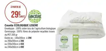 Sincère couette ecologique legere