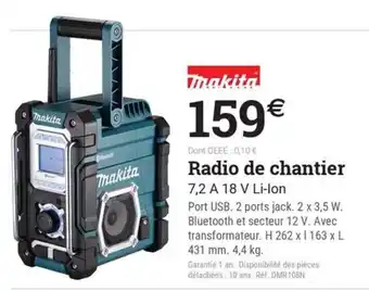 Espace emeraude MAKITA Radio de chantier offre