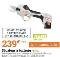 Espace emeraude Sécateur à batterie ASA20 offre