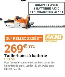 Espace emeraude Taille-haies à batterie offre