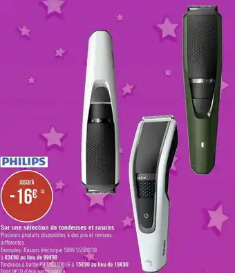 Géant Casino Philips bon plan sur une sélection de tondeuses et rasoirs de la marque philips offre