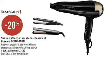 Remington bon plan sur une sélection de sèche-cheveux et lisseurs de la marque remington