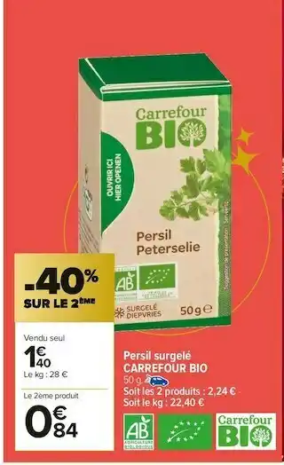 Carrefour bio persil surgelé
